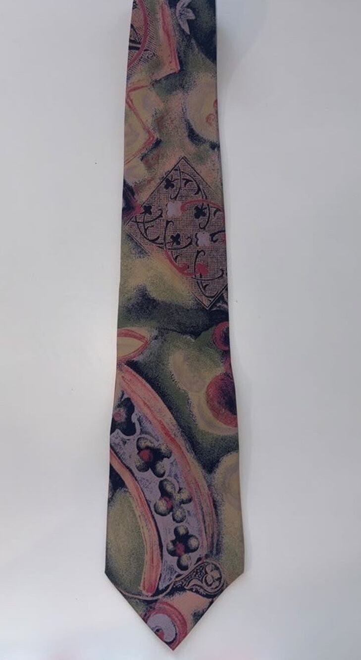 Bugle boy Mens Woven Abstract Tie Multicolor vintage rare made in USA